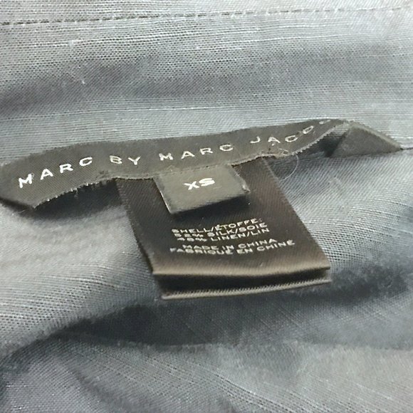 Marc by Marc Jacobs blue drawstring button up blazer silk linen classic XS - Picture 9 of 9